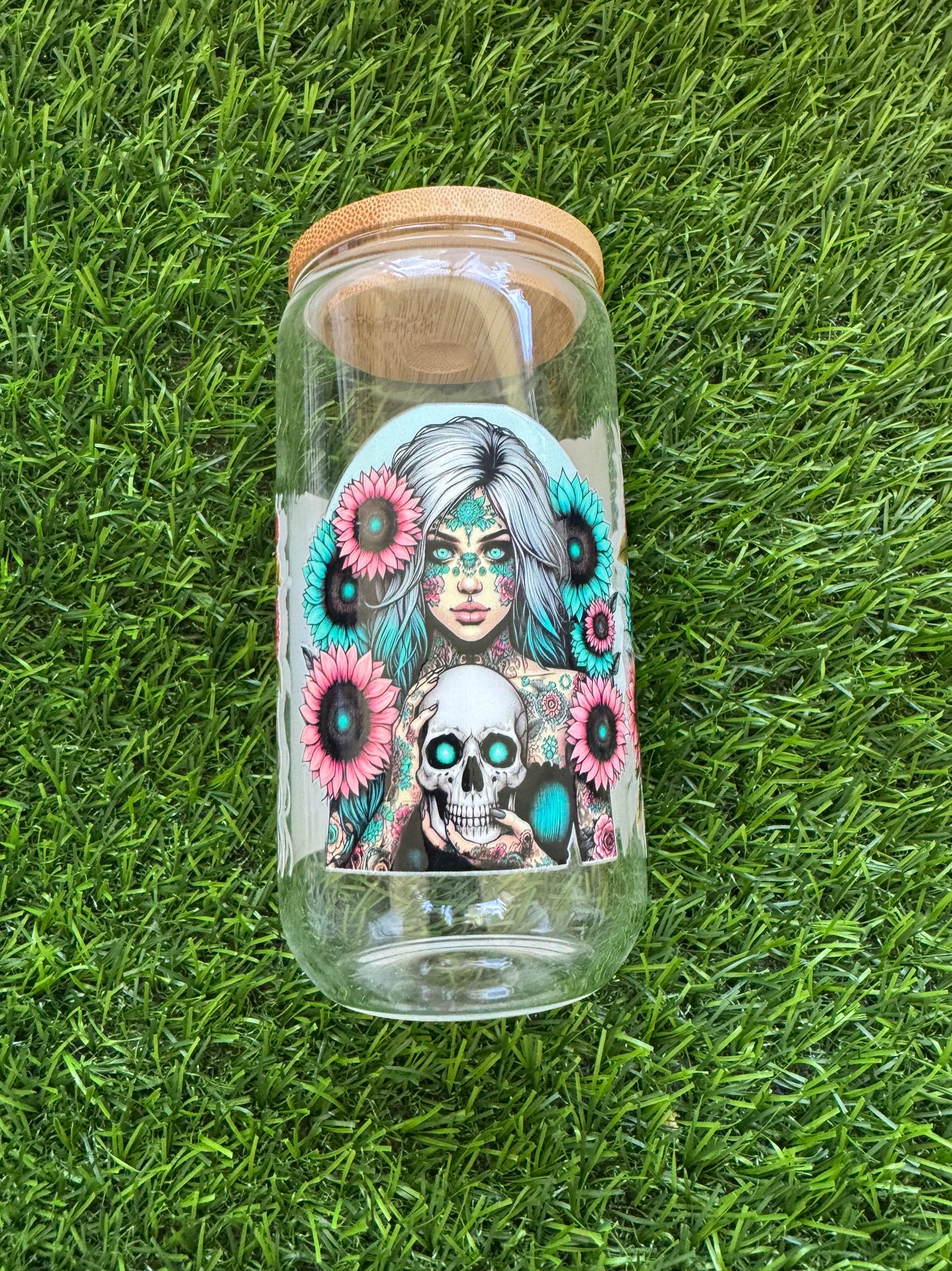 Floral Skull- Glass